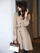 Beige winter coats luxury slim ladies long cashmere wool coat - FashionByTeresa